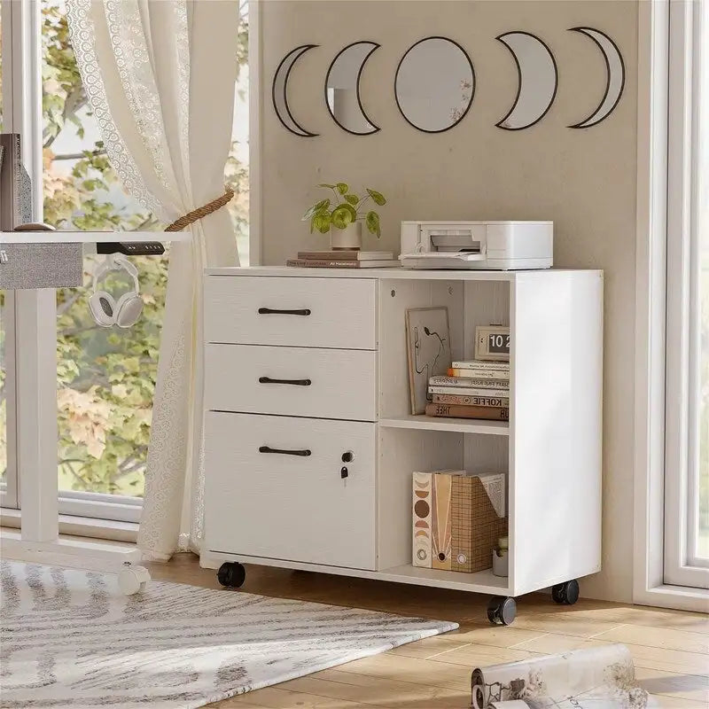 3-Drawer Mobile File Cabinet - 14.2D x 31.5W x 25.4H