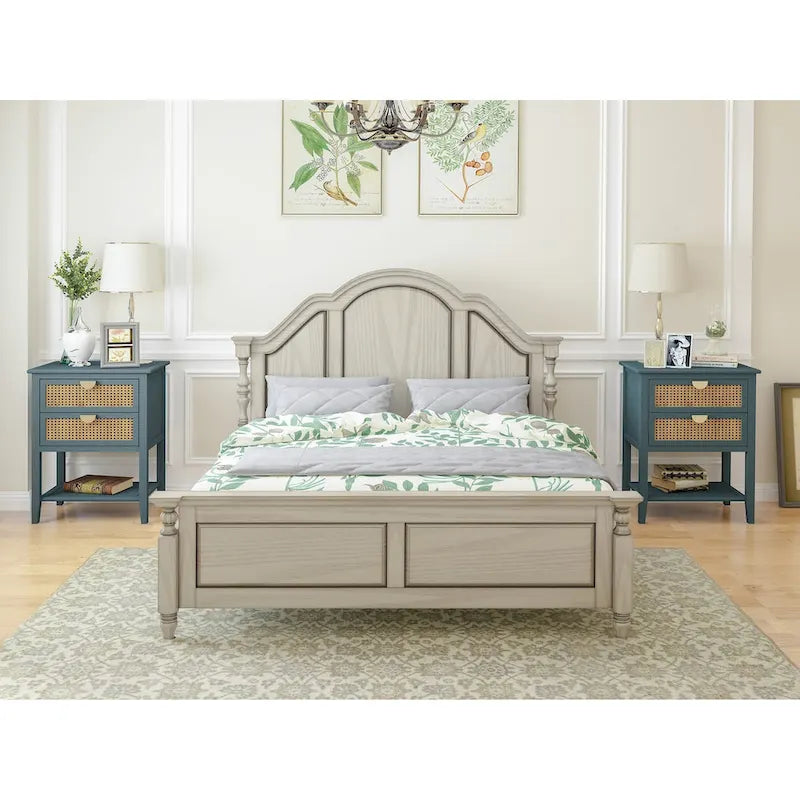 2 Drawer Side table,Naturel Rattan,End table,Suitable for bedroom, living room, study