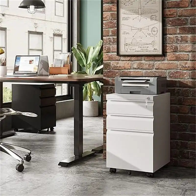 3-Drawer Mobile File Cabinet - 17.1D x 14.6W x 23.8H