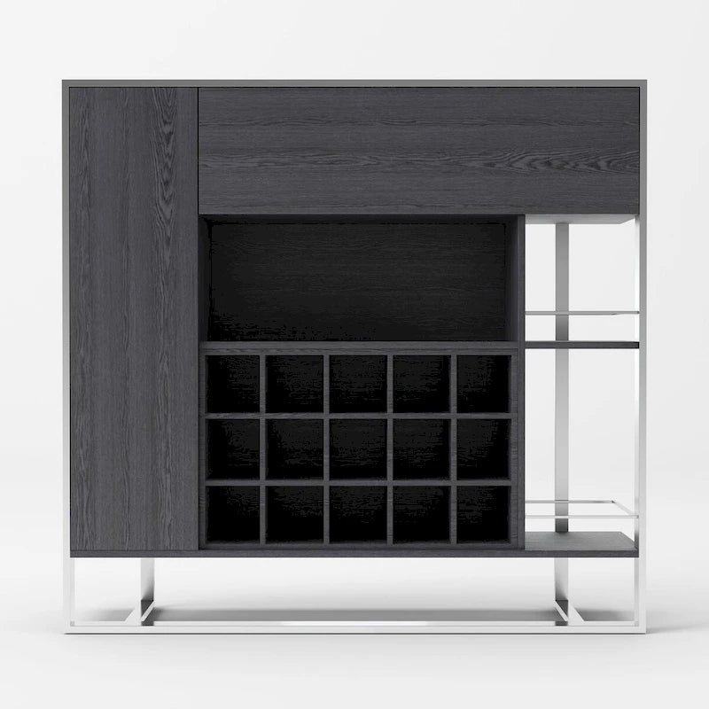 Elm Grey & Stainless Steel Wine Cabinet