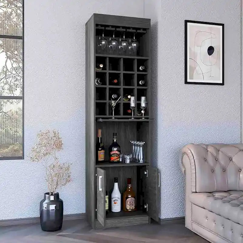 Bar Cabinet for Kitchen, Dining Room,Living Room, Smokey Oak