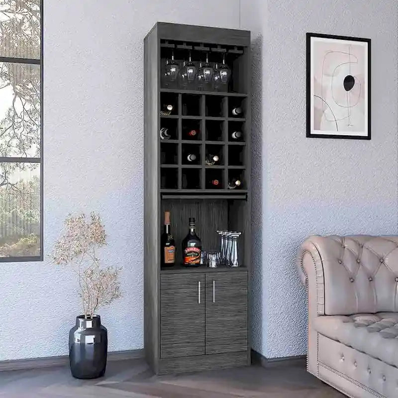 Bar Cabinet for Kitchen, Dining Room,Living Room, Smokey Oak