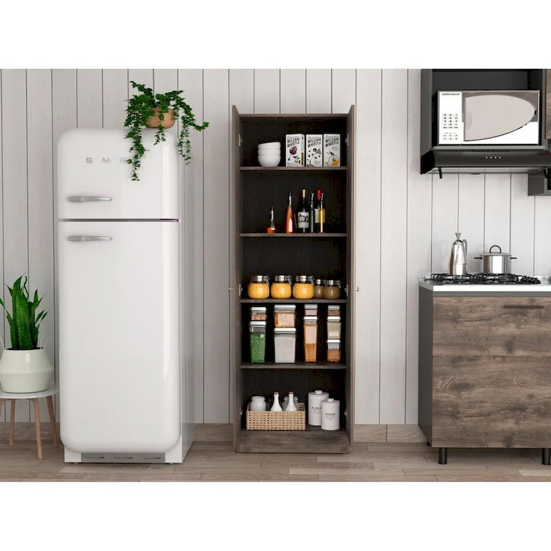 5-Shelf Dark Brown Storage Cabinet