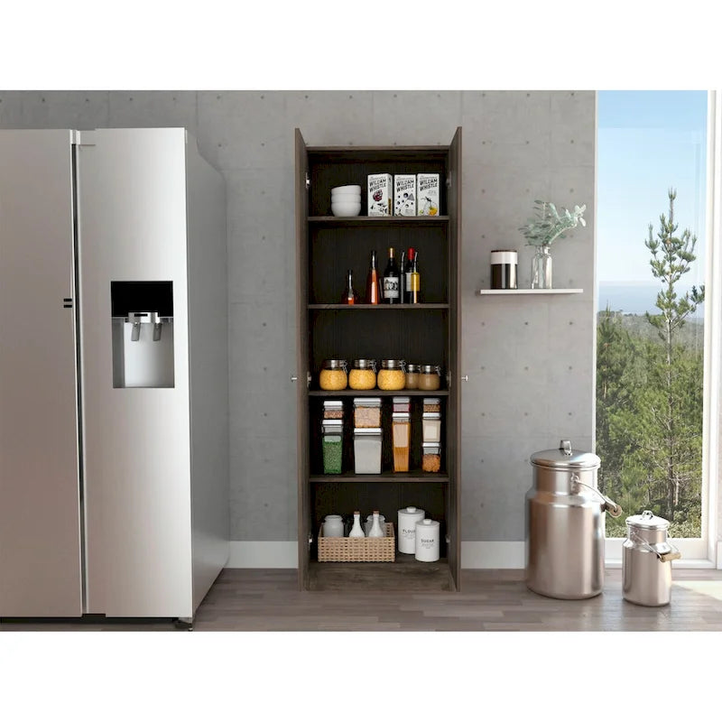 5-Shelf Dark Brown Storage Cabinet