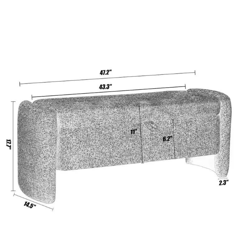 47.24 Chenille Fabric Oval Ottoman Storage Bench