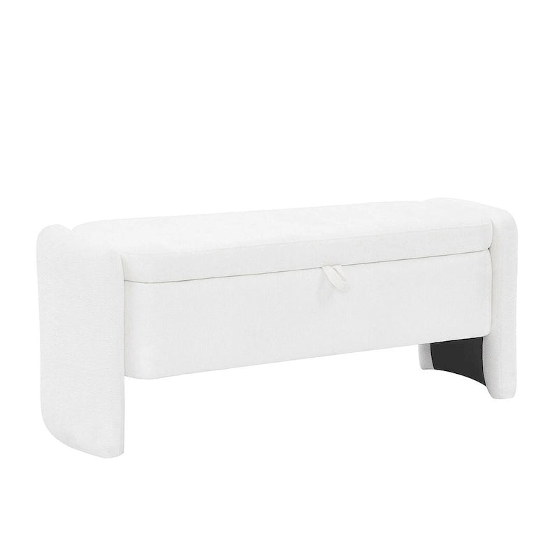 47.24 Chenille Fabric Oval Ottoman Storage Bench