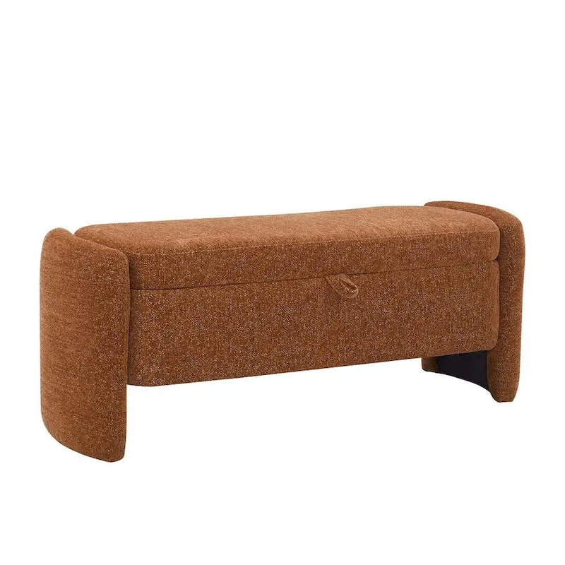 47.24 Chenille Fabric Oval Ottoman Storage Bench
