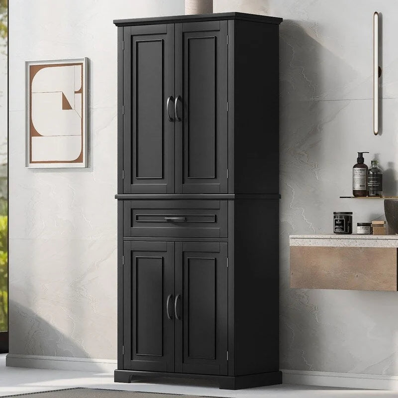 Bathroom Storage Cabinet with Doors and Drawer, Adjustable Shelf