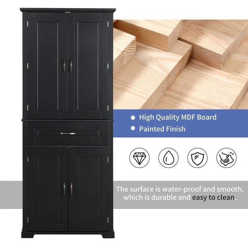 Bathroom Storage Cabinet with Doors and Drawer, Adjustable Shelf