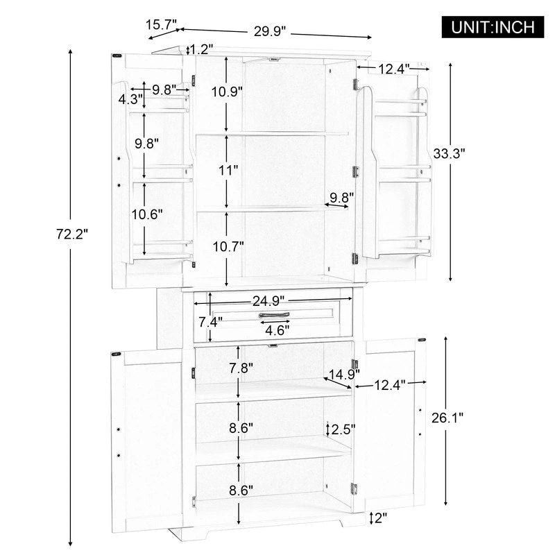 Bathroom Storage Cabinet with Doors and Drawer, Adjustable Shelf