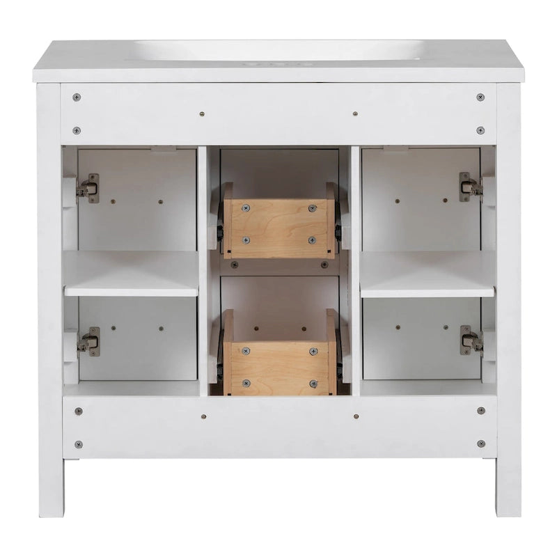 Bathroom Vanity Cabinet with Resin Integrated Sink