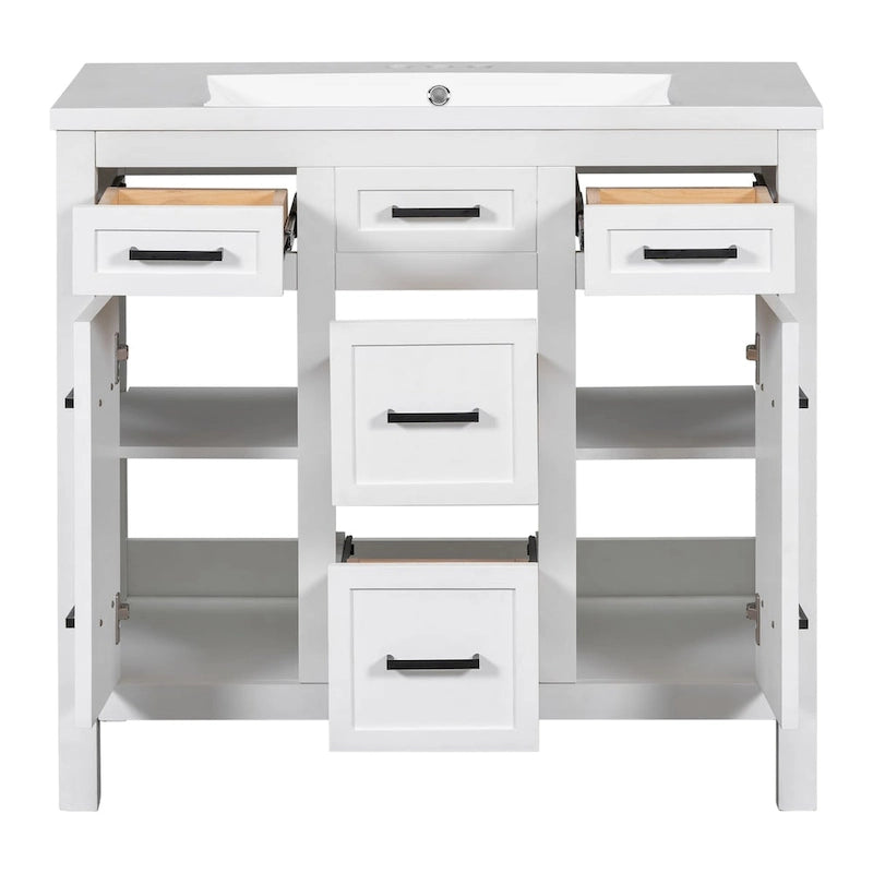 Bathroom Vanity Cabinet with Resin Integrated Sink