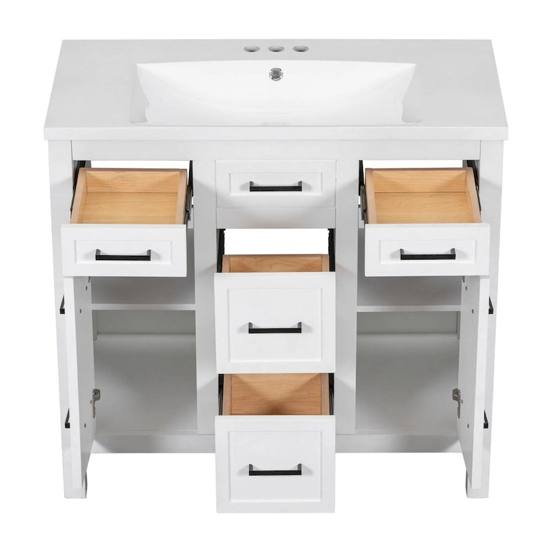 Bathroom Vanity Cabinet with Resin Integrated Sink
