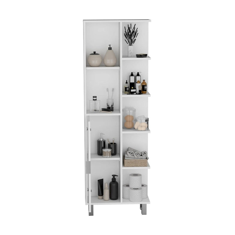 63" Tall Bathroom Linen Cabinet with 7 Open Shelves
