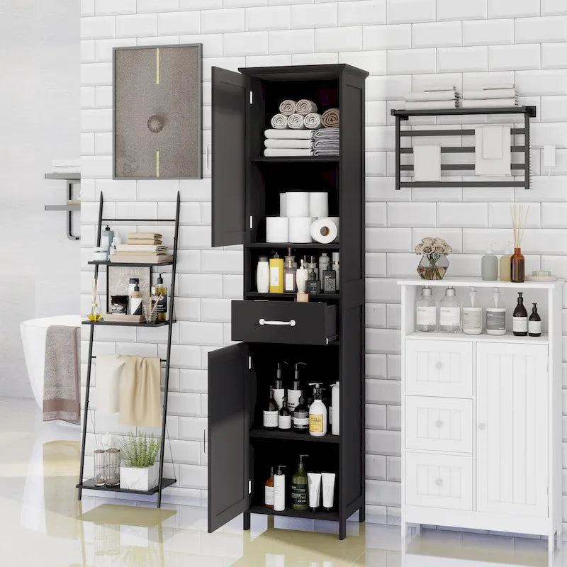 Double Door Narrow Height Slim Floor Standing Cabinet