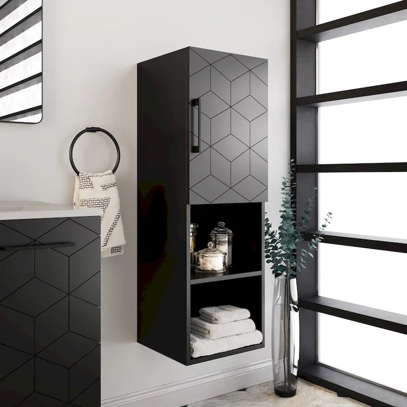 15 W x 46 H x 12 D Linen Cabinet in Phantom Black