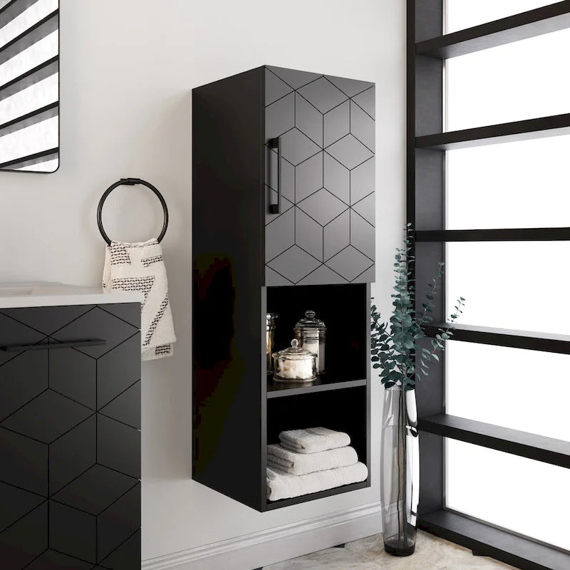 15 W x 46 H x 12 D Linen Cabinet in Phantom Black
