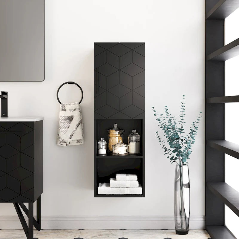 15 W x 46 H x 12 D Linen Cabinet in Phantom Black