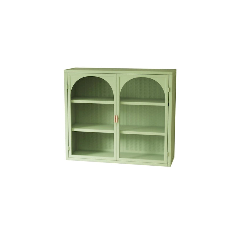 27.56" Modern Glass Door Wall Cabinet with Three-Tier Storage