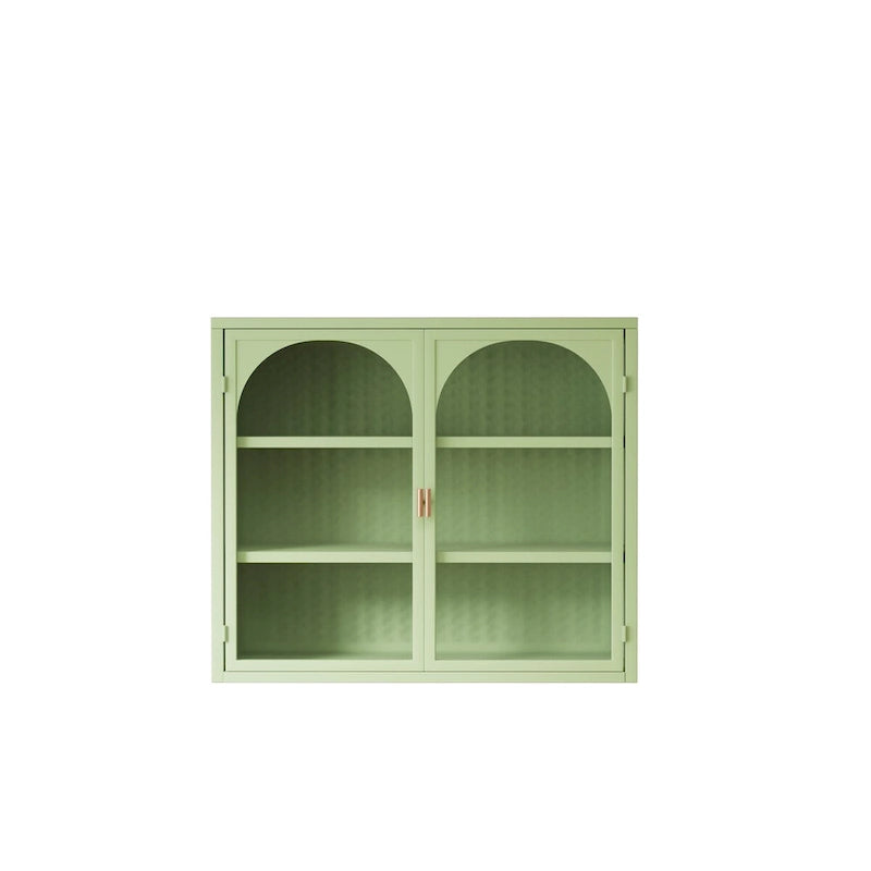 27.56" Modern Glass Door Wall Cabinet with Three-Tier Storage