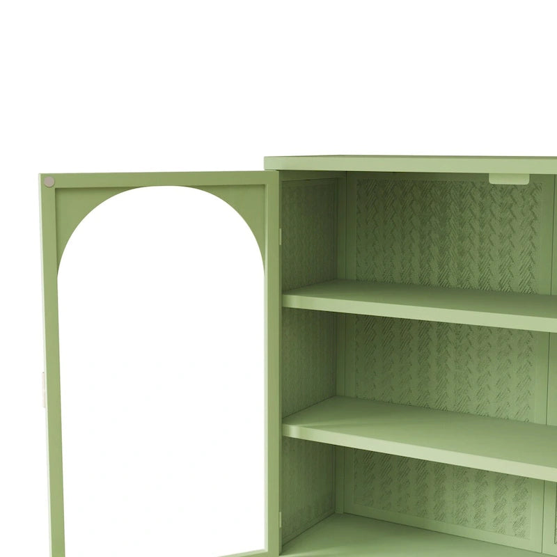 27.56" Modern Glass Door Wall Cabinet with Three-Tier Storage